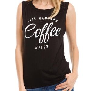 COFFEE Helps/Graphic Tank Top. Price firm.